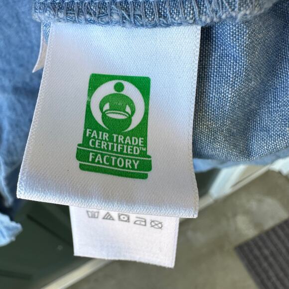 J. Crew Chambray Peasant Top S Puff Sleeve Tie Neck Blouse Cottagecore - Picture 4 of 7